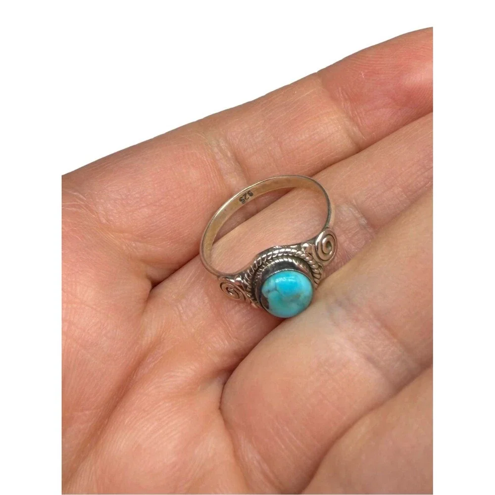 Kingman Turquoise Ring Size 6 Solid 925 Sterling Silver